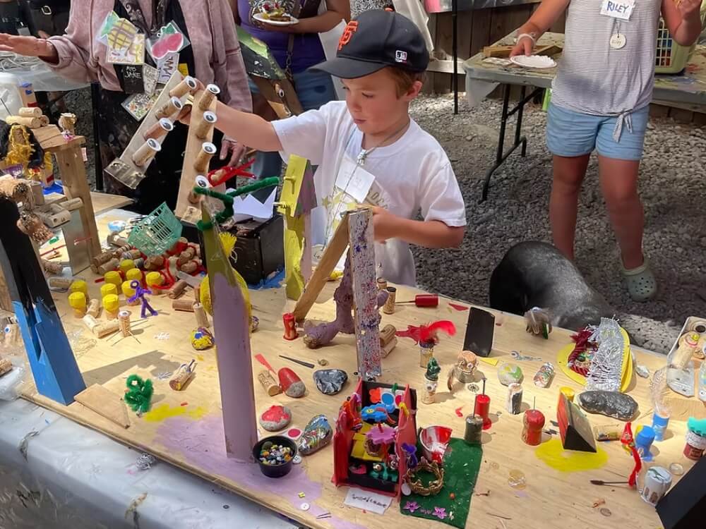 Child creating art at North Tahoe Arts Kids Art Camp
