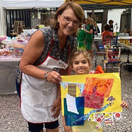 Kids Art Camp instructor and participant