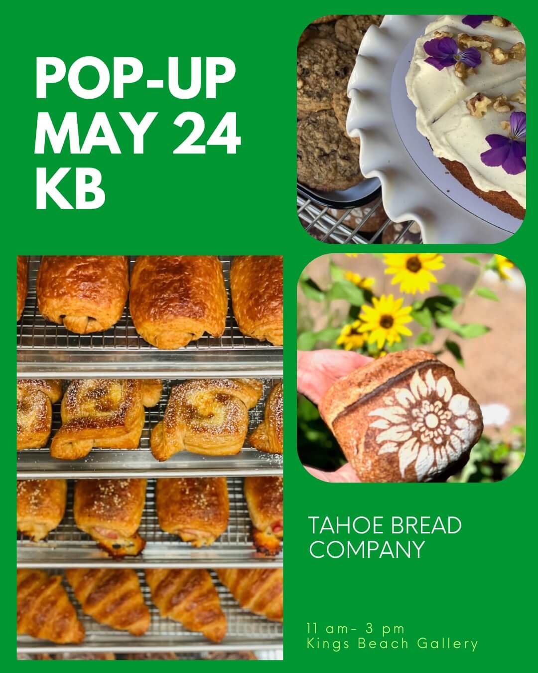 North Tahoe Arts event poster for Tahoe City Bread Company Pop-Up
